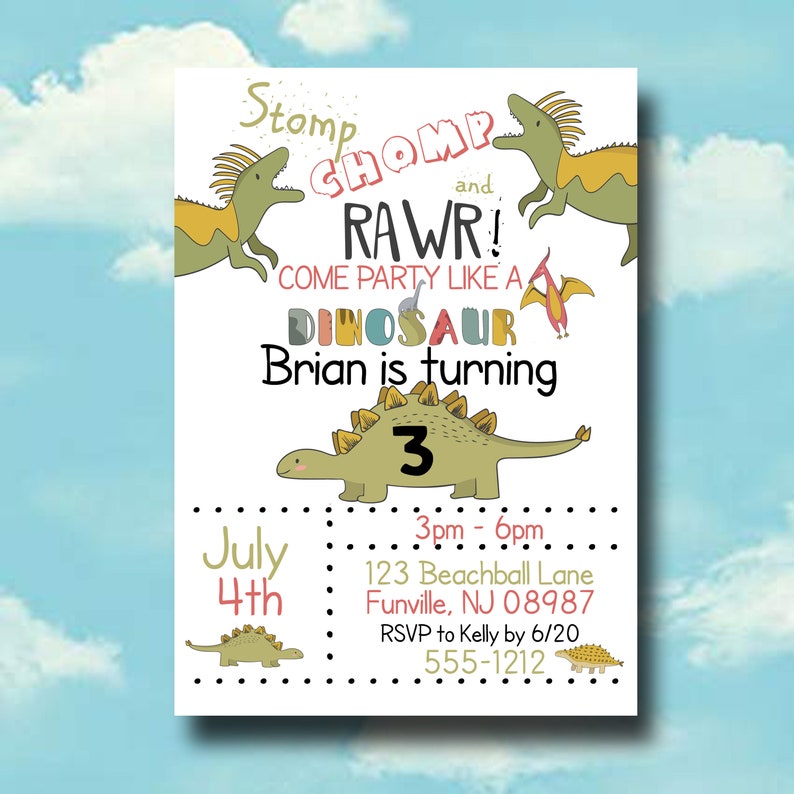 Dinosaur Invitation - PRINTABLE Dinosaur Birthday Get together invitation - Boys Birthday Invitation graphic about Printable Dinosaur Birthday Invitations referred to as Dinosaur Invitation - PRINTABLE Dinosaur Birthday Occasion invitation - Boys Birthday Invitation