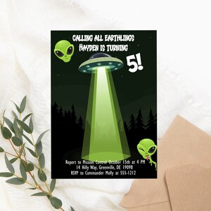 Alien Birthday Party Invitation UFO Birthday Invitation PRINTABLE Outer ...