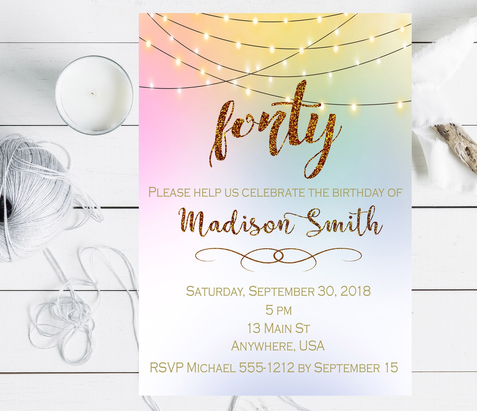 PRINTABLE 40th Birthday Party Invitation For Women Pastel | Etsy