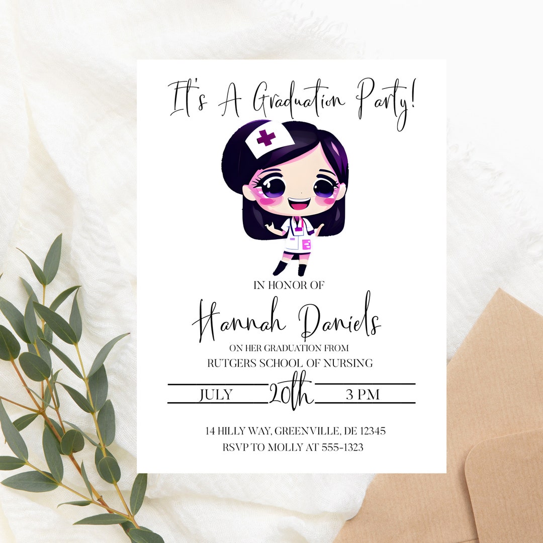 PRINTABLE Nursing Graduation Invitation Safety First Invitation Doctor ...