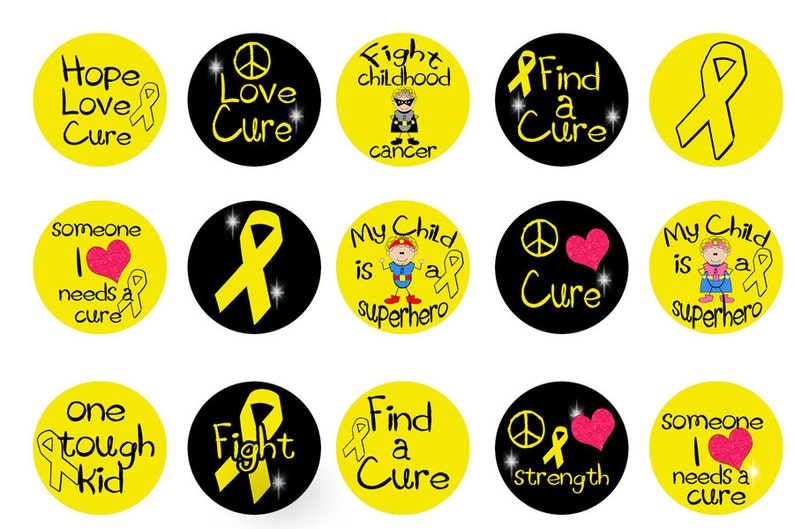 Childhood Cancer Bottle Cap Images Childhood Cancer 1 Inch Etsy