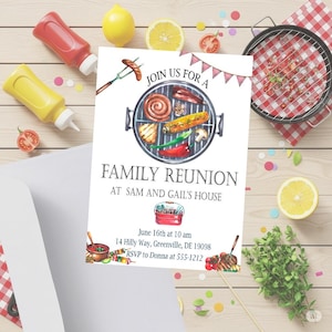 Family Reunion BBQ Invitation – Editable Summer Cookout Party Invite – Grill and Chill Pool Party – Personalized Digital File