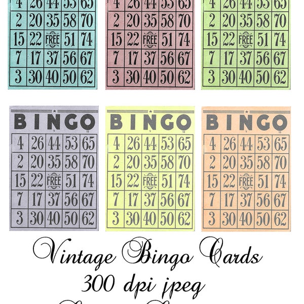 Vintage Bingo ATC  ACEO cards -  PRINTABLE Digital collage sheet - Card Making, Junk Journals, Paper Crafts