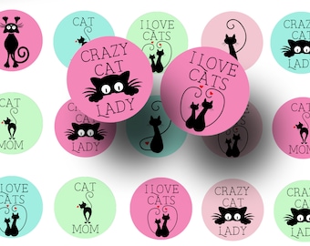 Funny Cat Quotes 1 inch circles bottle cap images - Cat Lover Sayings