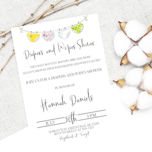 Diapers And Wipes Baby Shower Invitation PRINTABLE - Colorful Diaper Invitation - Gender Neutral Baby Shower Invitation
