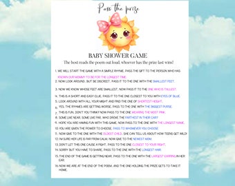 Pass the Prize PRINTABLE Baby Shower Game Pass the Prize Rhyme Game ...