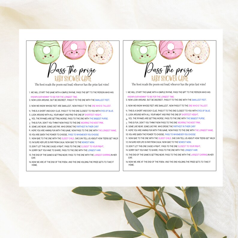 Pass the Prize PRINTABLE Baby Shower Game Pass the Prize - Etsy