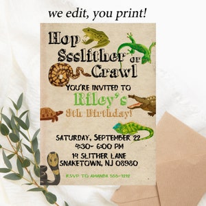 PRINTABLE Reptile Birthday Invitation - Animal Encounter Party - Boys ...