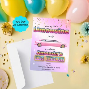 Limousine Birthday Party Invitation PRINTABLE - Tween Or Teen Birthday Party - VIP Birthday Invite - Glam Disco Party