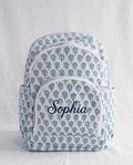 Handmade Quilted Floral Backpack, Blue Block Print Cotton Bag, Aesthetic Travel Backpack, Lightweight Everyday Bag, Cottagecore School Bag product logo