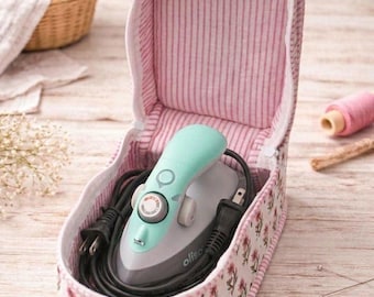 Estuche de viaje para miniplancha de vapor, bolsa acolchada de algodón para guardar la plancha, soporte floral para plancha de viaje, organizador portátil para plancha, regalo para viajeros.