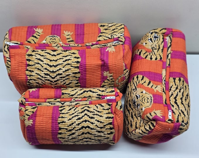 Set of 3 cotton Toiletry bag ,cosmetic pouch ,Travel organiser Accessory bags medical bag