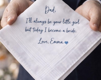 Personalized Wedding Handkerchief, Custom Embroidered Message, Gift for Dad Mom Bride Groom, Memorial Keepsake Hankie, Wedding Gift