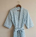 Blue Floral Cotton Kimono Robe, Indian Block Print Bathrobe, Lightweight Summer Robe, Bridesmaid Robe, Spa Robe, Handmade Women Lounge Wear product logo