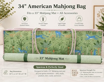 Bolsa personalizada para tapete de Mahjong americano, bolsa acolchada de 86 cm (34 pulgadas), bordado de nombre personalizado, bolsa de viaje para Mahjong americano.