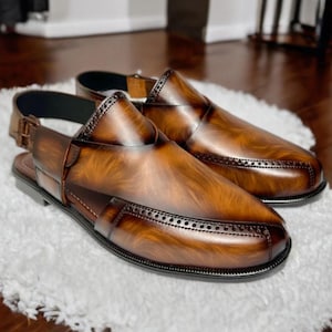 Brown Leather Sandals, Genuine Leather Handmade Peshawari Chappal , Comfortable Gents Footwear Chappal Ultra Soft Genuine Leather Sandal
