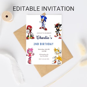 Sonic Birthday Invitation: Editable Hedgehog Party Template (Digital Download)