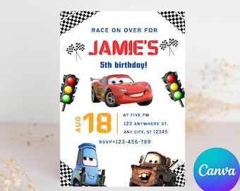 Lightning McQueen Birthday Invitation: 2 Fast 2 Furious Cars Theme (Printable Template)
