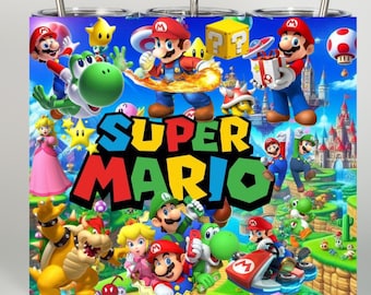 3D Super Mario Splash Friends Tumbler Wrap, Friends Tumbler Wrap Sublimation Design PNG, Skinny Straight & Tapered Mario Tumbler Wrap