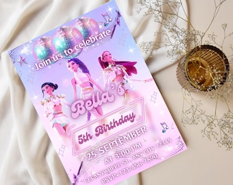 Kpop Demon Hunters Birthday Invitation, Editable Canva Template, Huntrix Invite, K-pop Invites Digital Download
