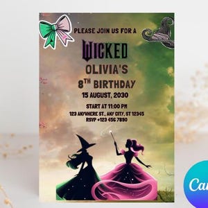 Editable Wicked Birthday Invitation Template: Canva DIY (Digital Download