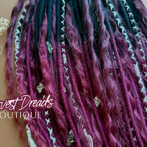 Dreadlocks in lana riccia: Ombre gotico nero-bordeaux - Morbidi e leggeri