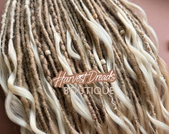Boho Sand Vanilla Blonde Dreads, Crochet Curls, USA Made