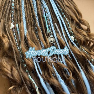 Boho Wool Dreadlocks, Pastel Blue & Mocha Brown (Handmade in USA)