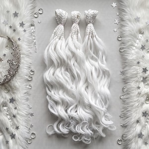 Snow White Boho Braids with Curls, Winter Elf Platinum Faux Hair