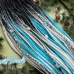 Handmade Ombre Dread Extensions: Blue Black White (Cyber Goth Style)