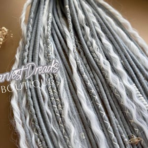 Curly Wool Dreadlocks - Platinum Gray Blend with Silver Beads