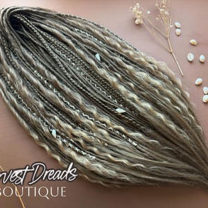 Mushroom Brown Ombre Dreadlocks - Curly Henlon Synthetic with Shell Charms
