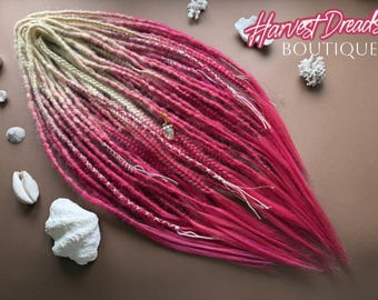 Boho-dreadlocks-haarextensies: roze en blonde mix