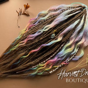 Rainbow Ombre Dreadlocks - Mocha Brown Mix with Curly Texture