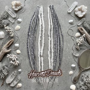 Nordic Mermaid Gray White Micro Dreads Thin Clip In Hair Piece