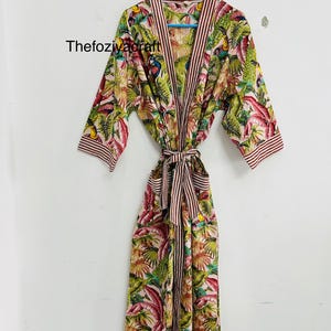 Bird Printed cotton Kimono, Boho Robe, cotton Lounge Wear, Festival Jacket, Gift For Her, BeachWear, Summer Nightwear, One Size