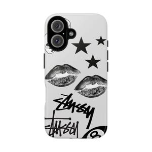 Élégante coque de portable pour les créateurs de tendance, coques solides avec des lèvres et des étoiles, accessoire de téléphone unique, cadeau pour elle, équipement tech tendance, [...]
