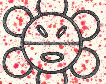 Handmade Watercolor Illustration – Taíno Sun (Sol Taíno)