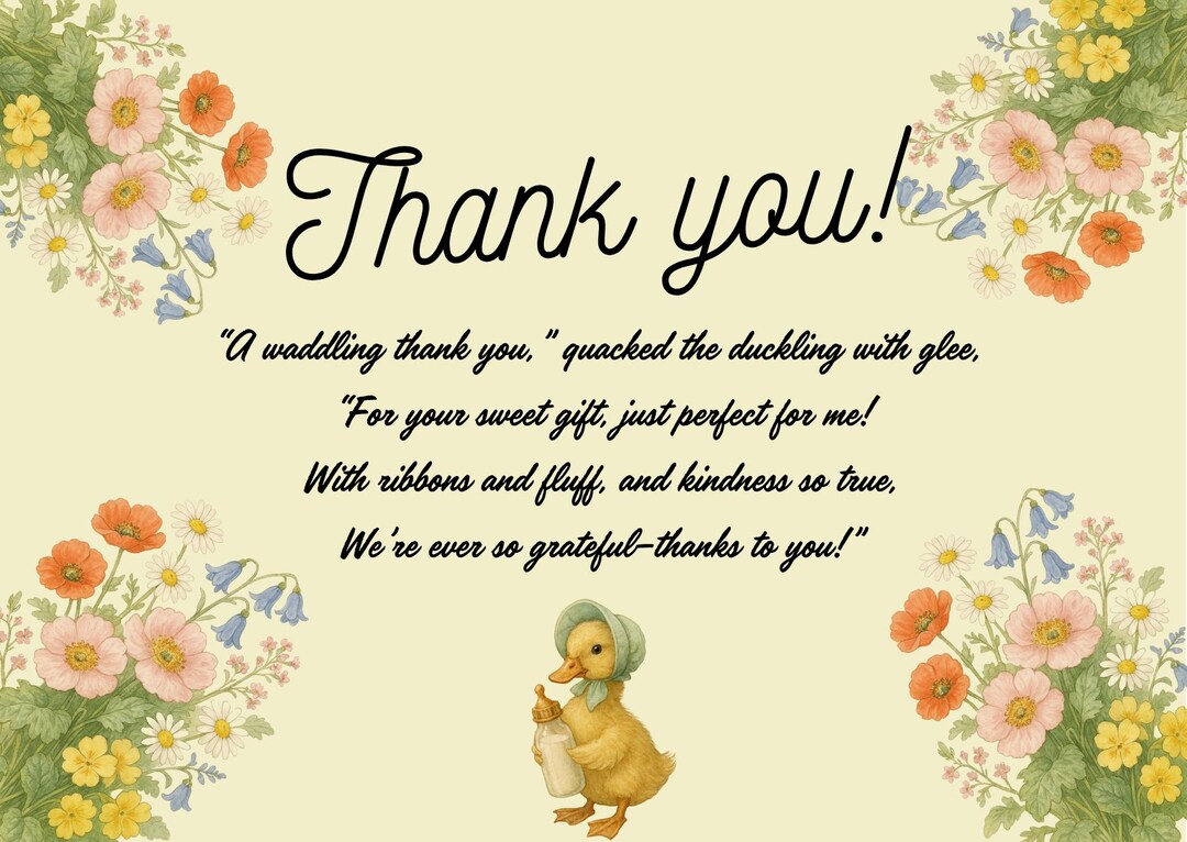 Thank You Duckling Card - Etsy