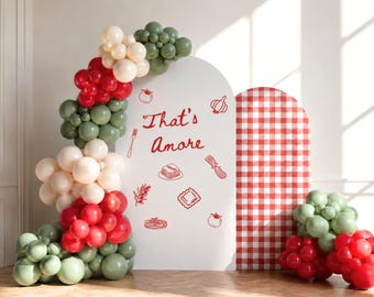 That's Amore Balloon Garland Kit | Italian Bridal Shower Decor | Pasta Party Balloon Arch | Red Green Cream Balloon Garland | Italian Theme