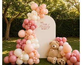 We Can Bearly Wait Balloon Garland Kit | Teddy Bear Baby Shower Balloons | Blush Pink Balloon Arch Kit | Baby Girl Balloon Garland