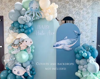 Under the Sea Balloon Garland Kit | Ocean Baby Shower Balloon Arch | Coastal Balloon Garland | Whale Turtle Octopus Theme