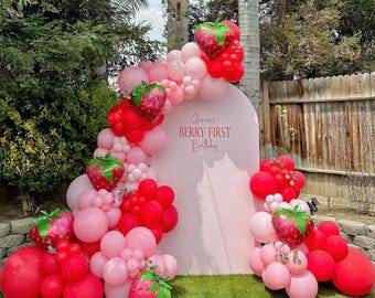 Berry First Birthday Balloon Garland Kit, Strawberry Balloon Garland, Pink Red Balloon Arch Kit, Berry Theme Party Decor, First Birthday