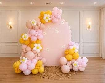 Pink Daisy Balloon Garland Kit | DIY First Birthday Balloon Arch | Boho Balloon Decor | Daisy Party Decorations | One Birthday Decor