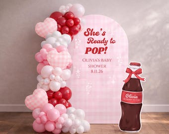 She’s Ready to Pop Balloon Arch Kit – Red & Nude Baby Shower Balloons – Soda Pop Theme – Neutral Baby Shower Decor – DIY Balloon Garland Kit