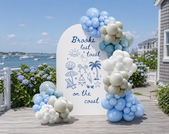Coastal Balloon Garland Kit | Blue & White Balloon Arch | Nautical Party Decor | Last Toast on the Coast | Bachelorette Balloon Kit