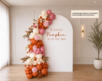 A Little Pumpkin Is On The Way Balloon Garland Kit | Fall Baby Shower Balloons | Pumpkin Baby Shower Decor | Pink Terracotta Balloon Arch