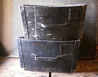 Vintage Triangular Hardware Storage Drawers - Rustic Industrial Bins for Holding Stuff!