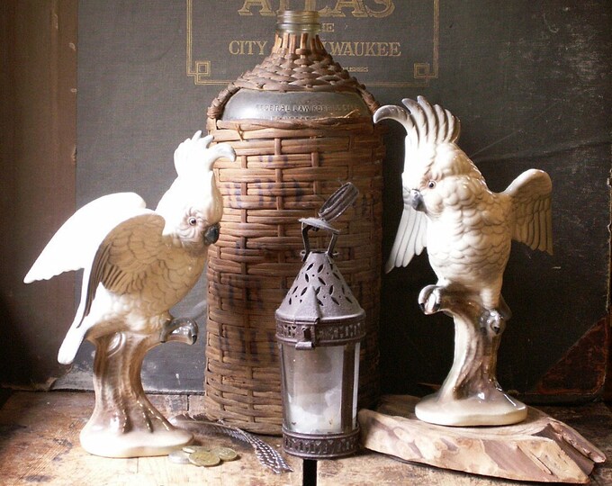 Pair of Brad Keeler Porcelain Cockatoo Tropical Bird Figurines No. 26