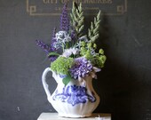 Antique Burgess Leigh Flow Blue Ironstone Creamer - Small Pitcher - Blue Transferware Pattern